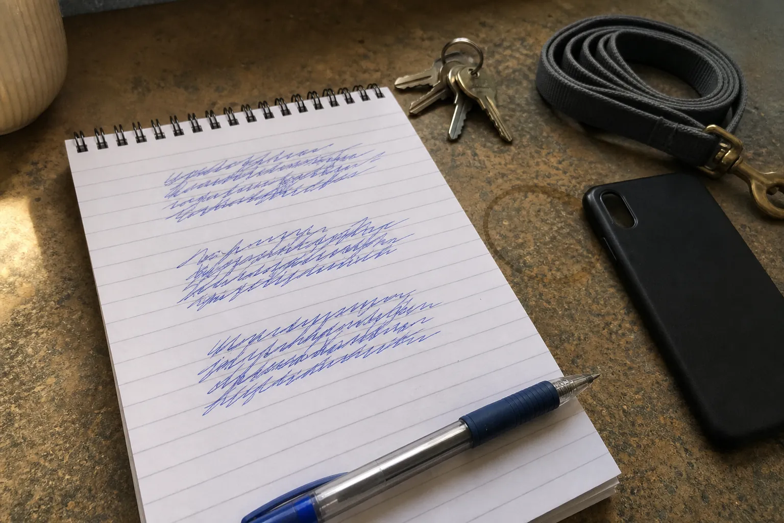 Handwritten emergency vet contact list prepared before a dog sitting booking Handwritten emergency vet contact list prepared before a dog sitting booking